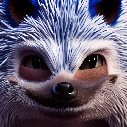 Prompt: ultra detailed realistic sonic the hedgehog photorealistic highly detailed fur detailed facial features heraldo ortega, octane render, trending on artstation, 8 k