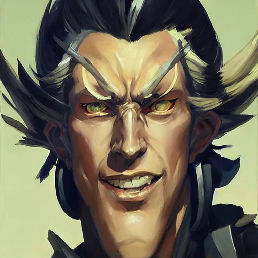 Image similar to greg manchess portrait painting of toshinori yagi as overwatch character, medium shot, asymmetrical, profile picture, organic painting, sunny day, matte painting, bold shapes, hard edges, street art, trending on artstation, by huang guangjian and gil elvgren and sachin teng