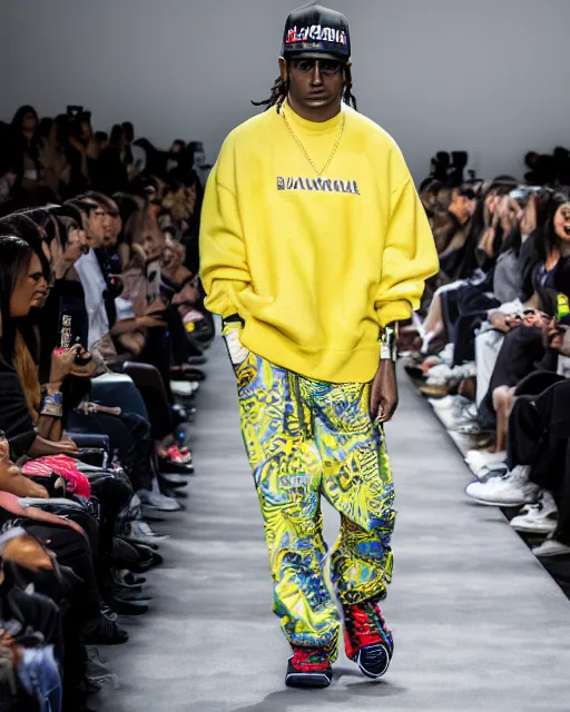 Prompt: hyperrealistic and heavy detailed 2321s POKEMON balenciaga runway show of lil wayne, Leica SL2 50mm, vivid color, high quality, high textured