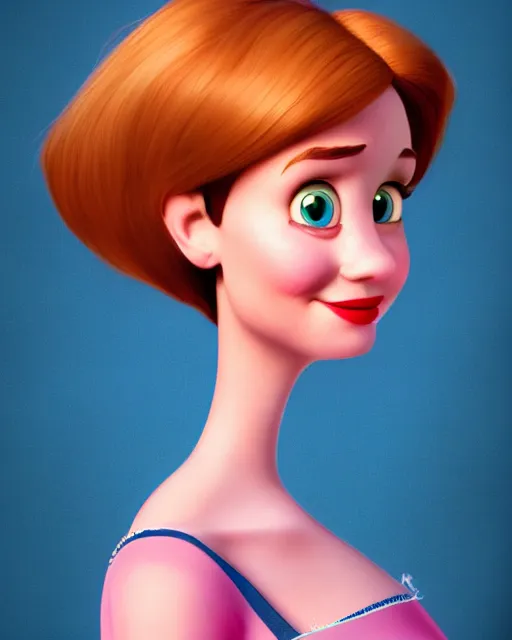 Prompt: pretty adult woman character portrait, by pixar, highly detailed, dynamic shadows, 4 k, splash art