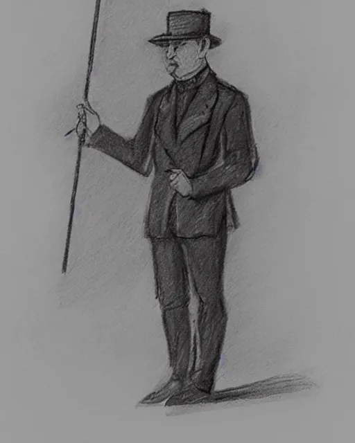 Image similar to a sketch of a person with a cane