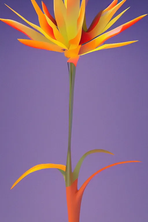 Image similar to a colorful, metallic strelitzia, ( ( ( ( jonathan zawada ) ) ) ) a computer rendering by agnes lawrence pelton, flume cover art style, featured on polycount, computer art, rendered in cinema 4 d, octane render, rendered in maya