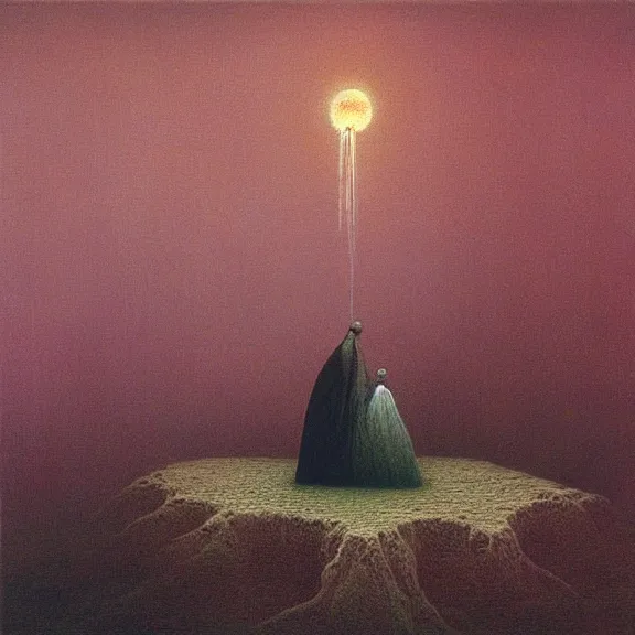 Prompt: album art Painting representing the loss of memory, Zdzislaw Beksinski, The Caretaker, Leyland Kirby