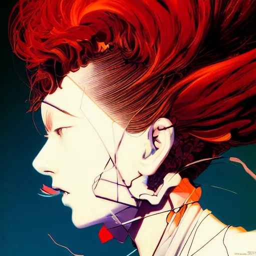 Image similar to prompt : fashion tv character portrait soft light painted by james jean and katsuhiro otomo and erik jones, inspired by akira anime, smooth face feature, intricate oil painting, high detail illustration, sharp high detail, manga and anime 1 9 9 9