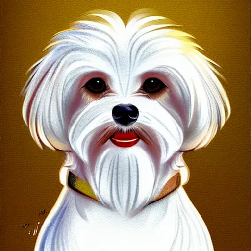 Image similar to a maltese terrier, concept art by yulia zhuchkova, lord raven art print,