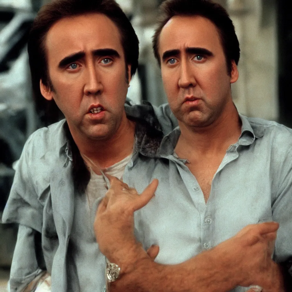 Prompt: full body photograph of nicolas cage in 1 9 8 9 young handsome thin face detail hd 8 k