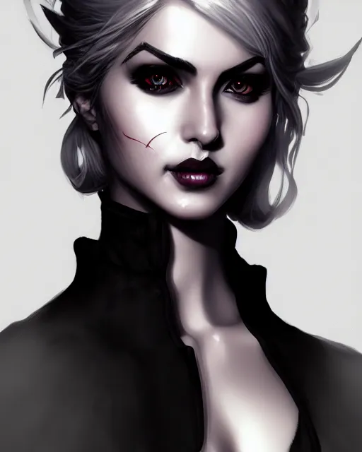 Image similar to black crimson ink smoke portrait of ciri, artgerm, wlop, artstation