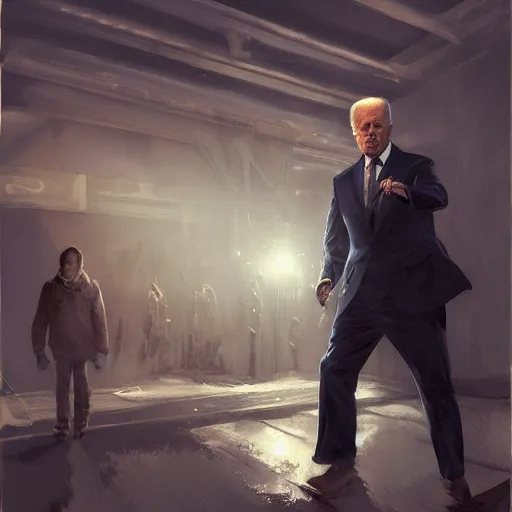 Image similar to joe biden being extremly scary, dramatic lighting, cinematic, establishing shot, extremly high detail, photorealistic, cinematic lighting, artstation, style by James Gurney