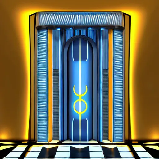 Prompt: photo art - deco sci - fi door