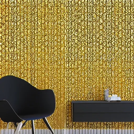 Prompt: royal gold wall with cool pattern on it, photorealistic