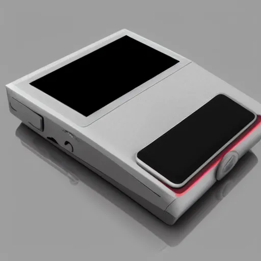 Prompt: apple portable audio player from 1986, cgsociety