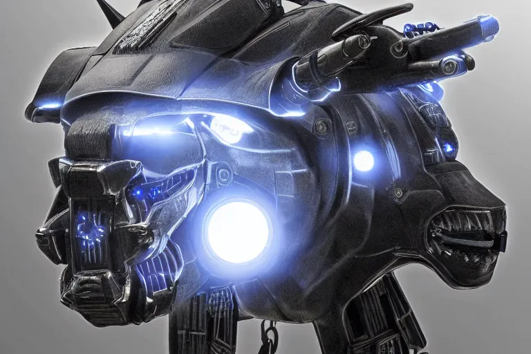 Image similar to a cybertronic bison, leds, high detail, sharp, studio, digital art