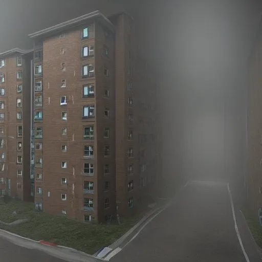 Prompt: silent hill inspired condominium