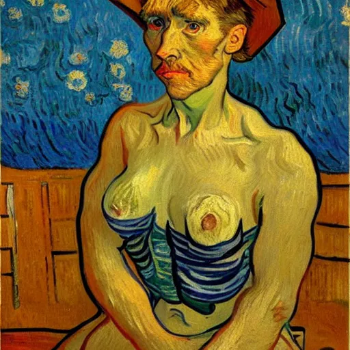 Image similar to van gogh in a bikini