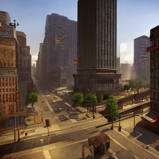 Image similar to antareth city downtown - a photorealisic, cinematic, shadow, responsive, cgi, very details, winner award