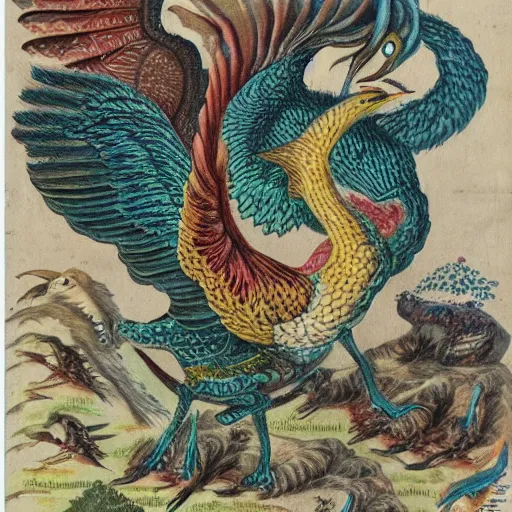 Image similar to strange bestiary of repressed unconscious simurgh