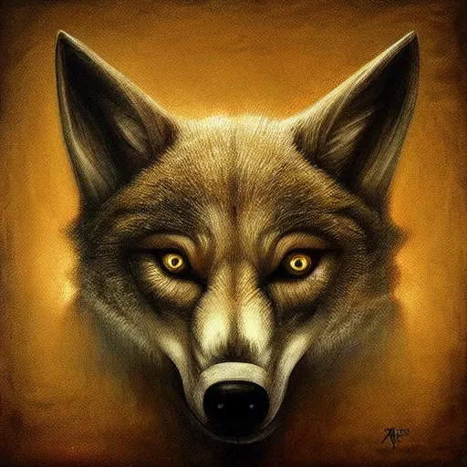 Image similar to Wolf as a painter, artwork by Antón Semenov,