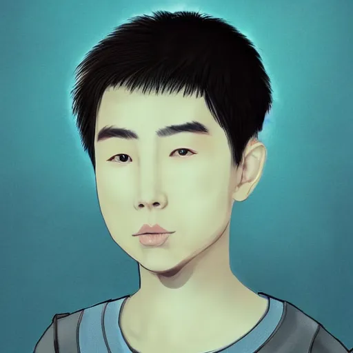 Image similar to portrait of chinese boy cyborg concept art