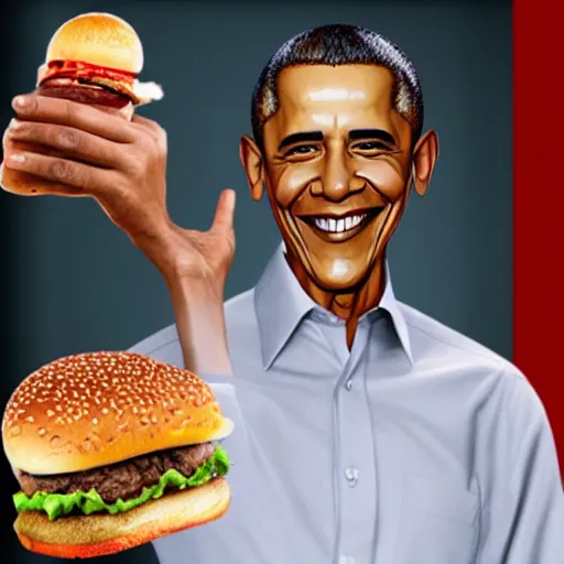 Image similar to barrack obama, sitting on the iron throne, eating a burger, anatomically correct