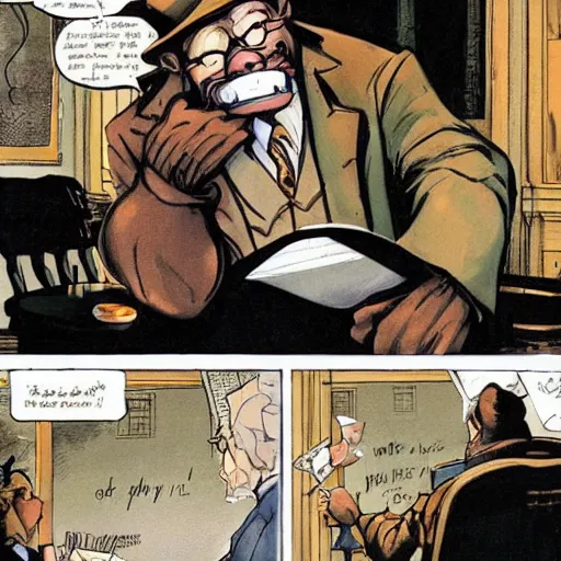 Prompt: blacksad read love letters in a pub