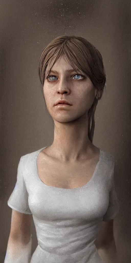 Image similar to hyperrealist female communicant by mike franchina, fantasy art, photo realistic, dynamic lighting, artstation, poster, volumetric lighting, very detailed faces, award winning, full face, symmetry