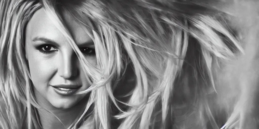 Prompt: britney spears by , vibrant, cold, misty and wet, 50mm lens, lineart behance hd, dramatic lighting, global illumination, trending on Artstation, bloom