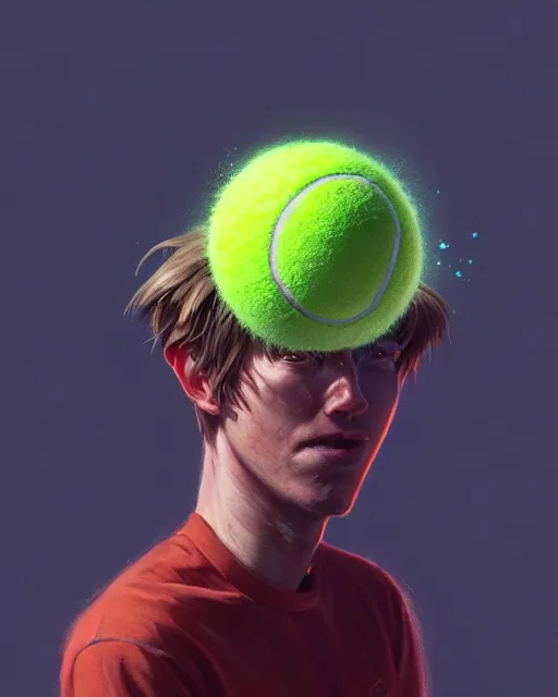 Image similar to highly detailed vfx portrait of a character of a tennis ball monster stephen bliss, chalk, unrealengine, greg rutkowski, loish, rhads, beeple, chalk, makoto shinkai and lois van baarle, ilya kuvshinov, rossdraws, tom bagshaw, basil gogos