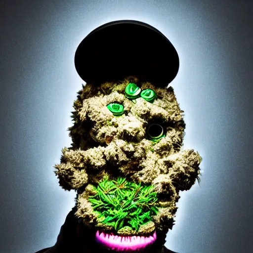 Image similar to cookie monsta made of weed trichomes bud photography portrait stylised jonathan zawada lit from multiple angles soft