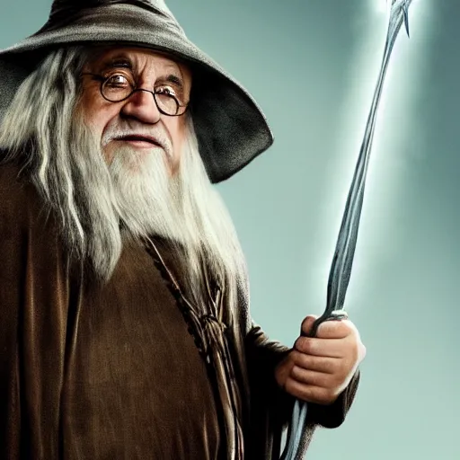 Prompt: portrait of danny devito as gandalf the white, lord of the rings, full body, hyper realistic, high quality, wide angle, always sunny in philadelphia