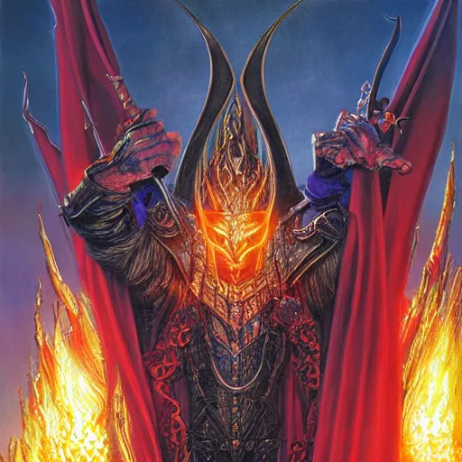 Image similar to majestic evil lord Sauron the ruler on the ring of power by Mark Brooks, Donato Giancola, Victor Nizovtsev, Scarlett Hooft, Graafland, Chris Moore