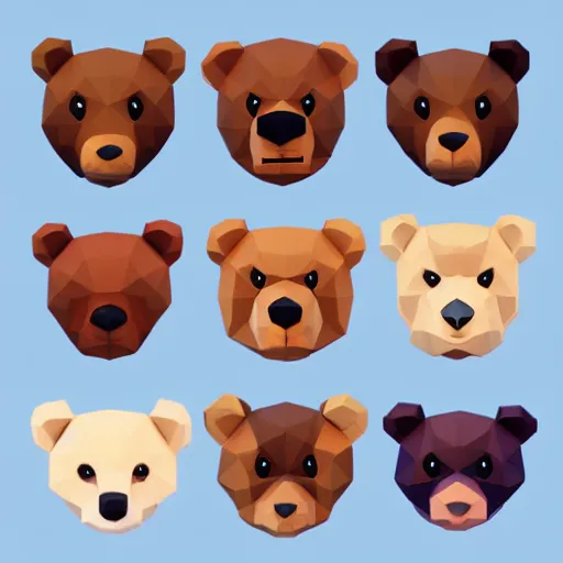 Image similar to lowpoly style cubist cute teddy bears