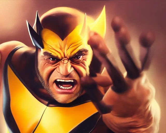 Image similar to danny devito as wolverine, claws up, oil on canvas portrait, octane render, trending on artstation