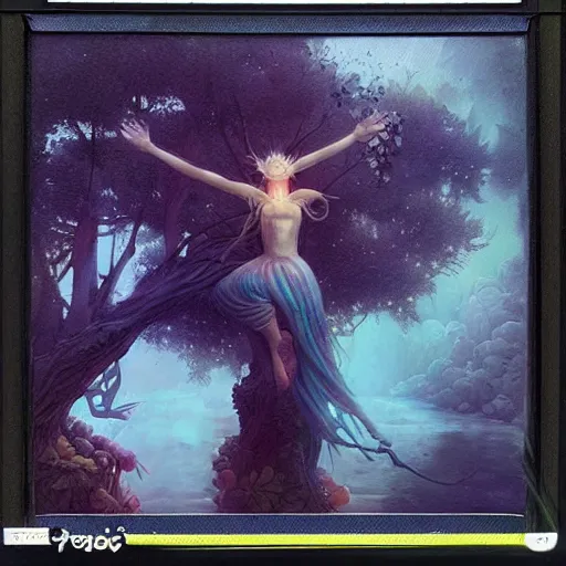 Image similar to 🧚‍♀️✨🌳🧚‍♀️ Polaroid candid by Lisa Frank Peter Mohrbacher Jason Felix Artgerm Ferdinand Knab Alena Aenami Dave LaChapelle