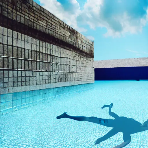 Image similar to surrealism swimming pool with nobody