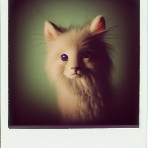 Image similar to polaroid photo:: cute fluffy creature, studio lighting:: by beeple and James Gilleard and Justin Gerard :: ornate, dynamic, particulate, intricate, elegant, highly detailed, centered, smooth, sharp focus