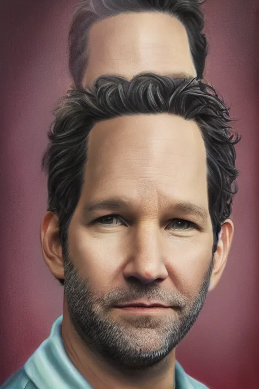 Image similar to Paul Rudd as a simpson oil on canvas, intricate, portrait, 8k highly professionally detailed, HDR, CGsociety