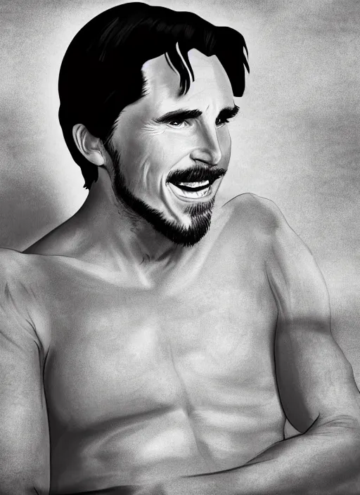 Image similar to Portrait of Christian Bale in the style of cartoon Tom and Jerry. 8k Resolution