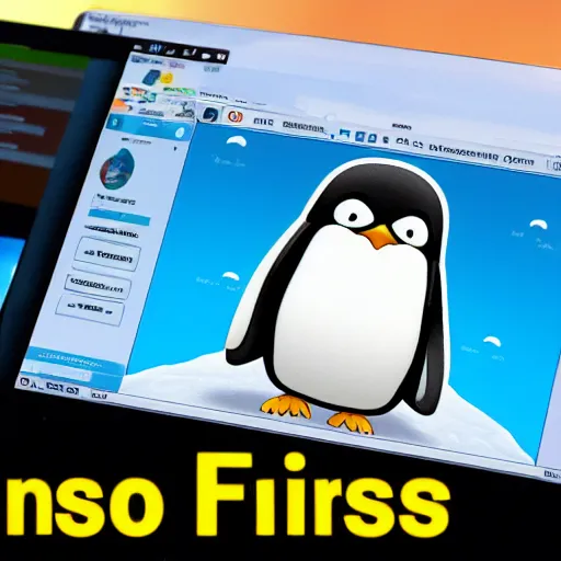 Prompt: macOS finder kicking linux tux penguin