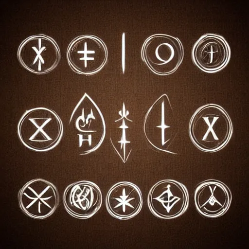 Prompt: a set of rune symbols, futuristic, ethereal, magic