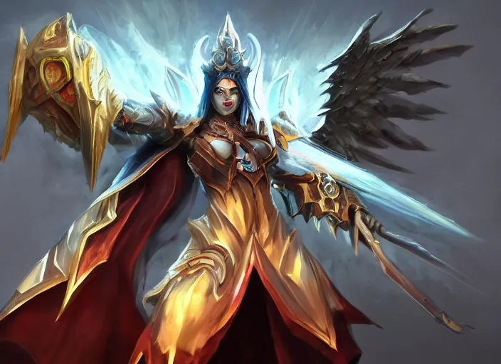 Image similar to champion splashart of champion made out of angel of death