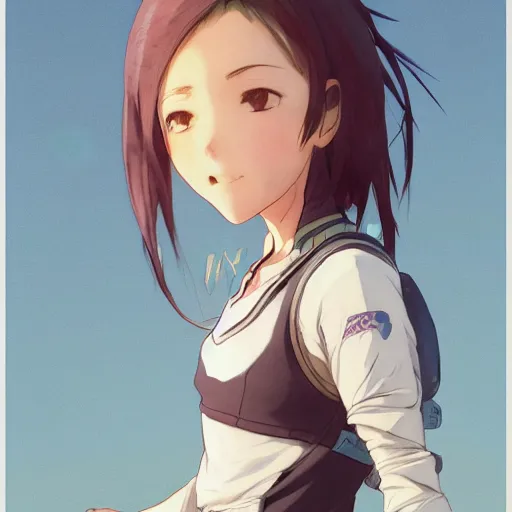 Image similar to a girl is running, sport clothing, anime style, short hair, hair down, symmetrical facial features, from arknights, hyper realistic, rule of thirds, extreme detail, detailed 4 k drawing, trending pixiv, realistic lighting, by alphonse mucha, greg rutkowski, sharp focus, backlit