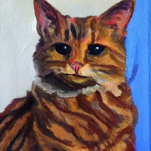 Image similar to the cat who ate potatoes, masterpiece painting by emilee duvont - jameson, who is honestly not very good