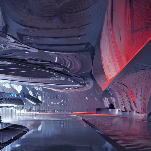 Image similar to sci-fi organic brutalism speed dynamic o x u interior wall panel on the coronation of napoleon painting and digital billboard in the middle, unreal engine 5, keyshot, octane, artstation trending, ultra high detail, ultra realistic, cinematic, 8k, 16k, in style of zaha hadid, in style of nanospace artstation, in plastic,dark, tilt shift,