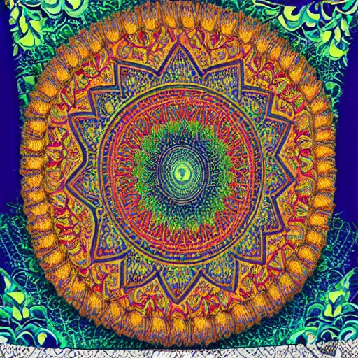 Prompt: Psychedelic Arabesque Tapestry Bohemian