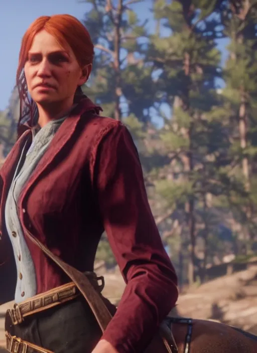 Prompt: film still of daphne in red dead redemption 2 ( 2 0 1 8 video game )