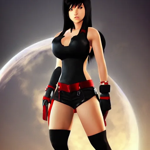 Image similar to high quality art of tifa lockhart as a marvel superhero, trending on artstation