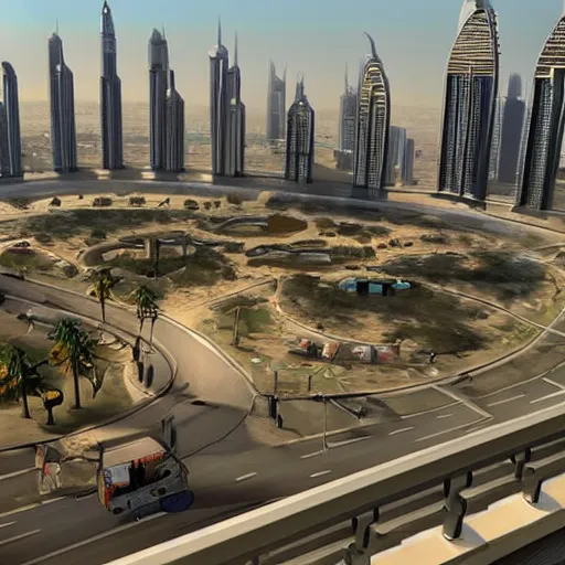 Prompt: gta : dubai, concept art