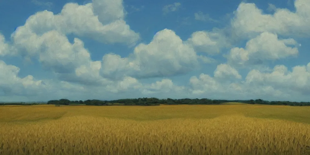 Image similar to corn fields blue sky clouds olof krans oil on board