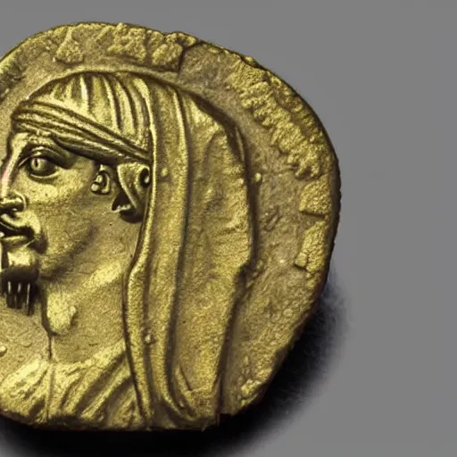 Prompt: ancient roman coin with a profile of snoop dogg