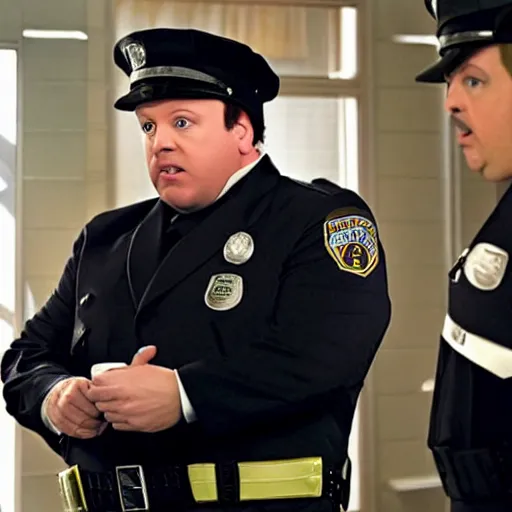 Prompt: mike myers as kevin james in paul blart : mall cop, movie still